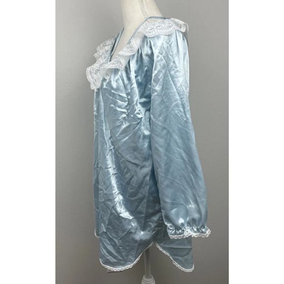 Vintage LADY CAMEO Dallas Satin Lace Puff Long Sleeve Nightgown Dress Union USA - Picture 3 of 13